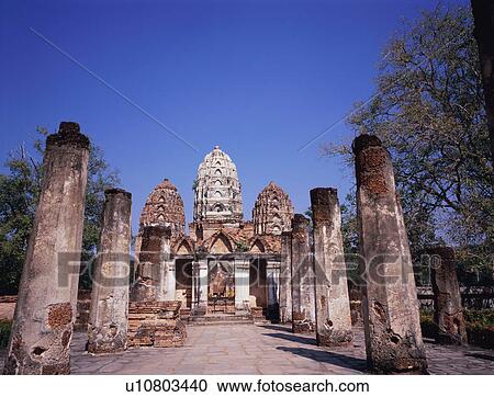 Stock Image - Old Ruins in Sukhothai, Thailand. Fotosearch