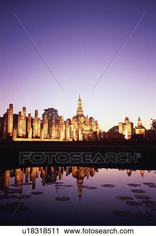 Stock Image - Old Ruins in Sukhothai, Thailand. Fotosearch