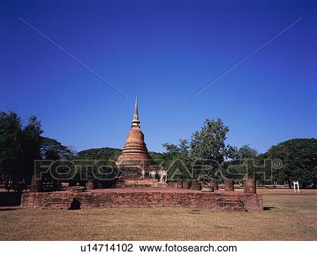 Stock Image - Old Ruins in Sukhothai, Thailand. Fotosearch