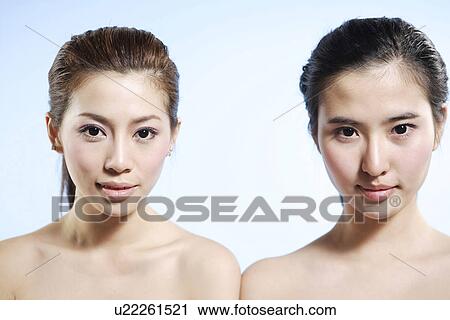 Stock Fotografie - halb-nackt, junge frauen, stehen Stock Fotografie - halb-nackt, junge frauen, stehen