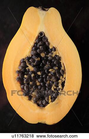 Stock Photo - Close-up of a sliced papaya. Fotosearch