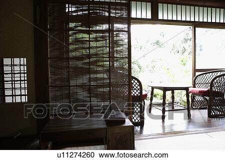 View of seating arrangement in a porch View Large Photo Image Stock Image - View of seating arrangement in a porch. Fotosearch