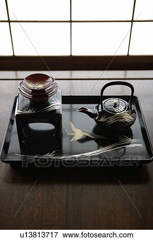 View of tea set on a table View Large Photo Image Stock Photo - View of tea set on a table. Fotosearch
