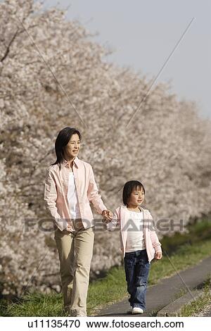 View of a mother and daughter walking View Large Photo Image Stock Image - View of a mother and daughter walking. Fotosearch