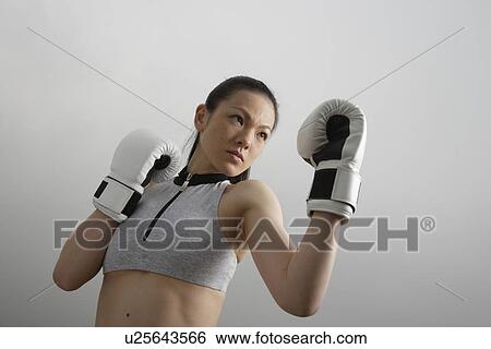 View of a young woman boxing View Large Photo Image Stock Photograph - View of a young woman boxing. Fotosearch