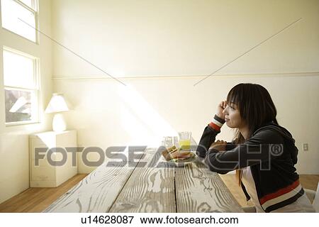Stock Photo - View of a contemplative woman. Fotosearch