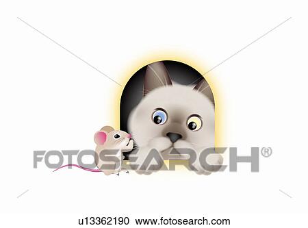 Mouse and Cat View Large Illustration Clipart - Mouse and Cat. Fotosearch