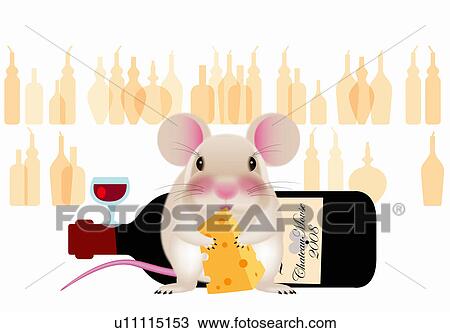 Mouse eating cheese View Large Illustration Drawing - Mouse eating cheese. Fotosearch
