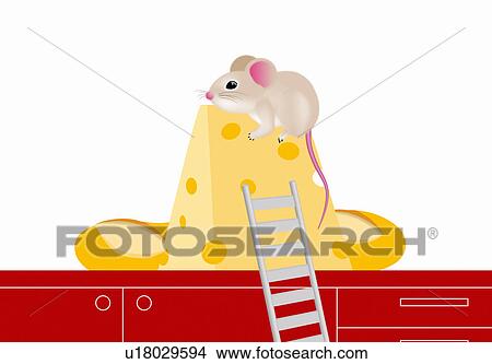 Mouse eating cheese View Large Illustration Stock Illustration - Mouse eating cheese. Fotosearch