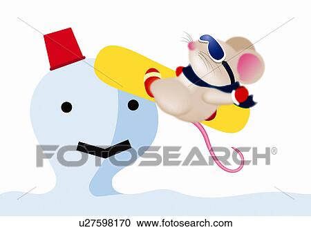 Mouse playing the Snow board View Large Illustration Clipart - Mouse playing the Snow board. Fotosearch