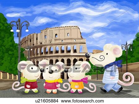 Mouse's family in traveling Italy View Large Illustration Stock Illustration - Mouse's family in traveling Italy. Fotosearch