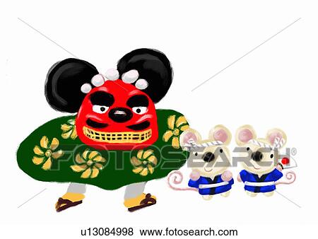 Mouse's Japanese New Year View Large Illustration Stock Illustration - Mouse's Japanese New Year. Fotosearch