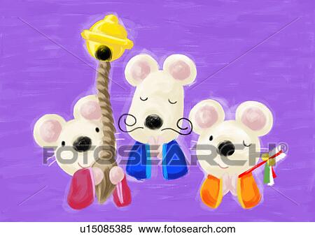 Stock Illustration - Mouse's Japanese New Year. Fotosearch