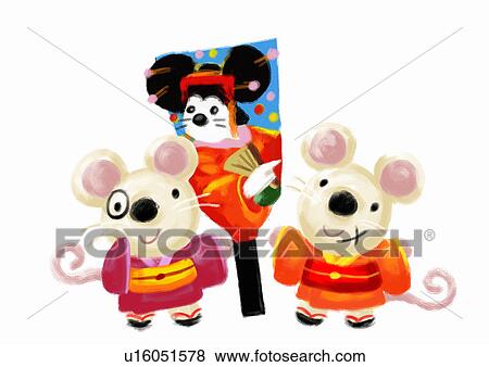 Mouse's Japanese New Year View Large Illustration Stock Illustration - Mouse's Japanese New Year. Fotosearch