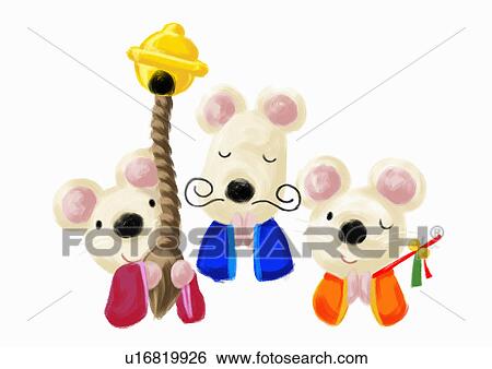Stock Illustration - Mouse's Japanese New Year. Fotosearch