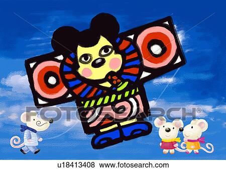 Stock Illustration - Mouse's Japanese New Year. Fotosearch