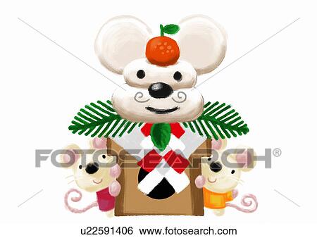 Stock Illustration - Mouse's Japanese New Year. Fotosearch