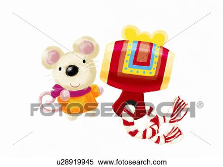 Stock Illustration - Mouse's Japanese New Year. Fotosearch