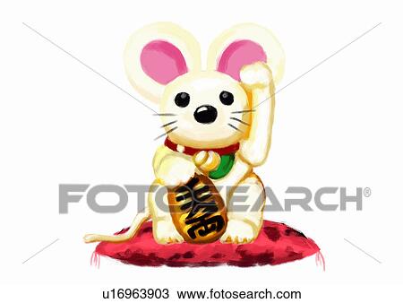 Drawing - Mouse's traditional doll. Fotosearch