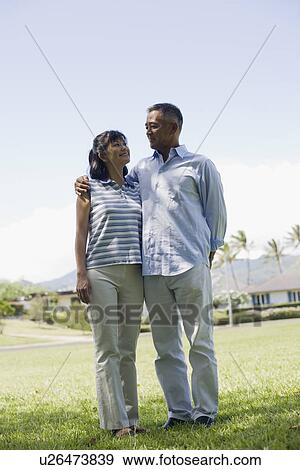 Stock Photo - View of a couple smiling. Fotosearch
