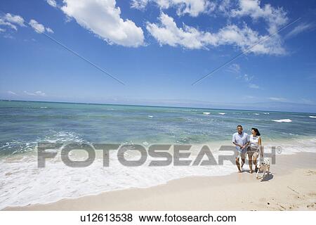 A couple walking with dog at beach View Large Photo Image Stock Photo - A couple walking with dog at beach. Fotosearch