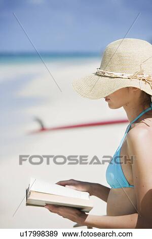 A woman reading book on beach View Large Photo Image Stock Photo - A woman reading book on beach. Fotosearch