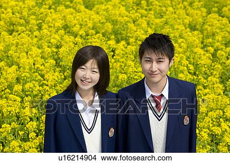 High School Students In The Rape Seed Blossoms, Differential Focus View Large Photo Image Picture - High School Students In The Rape Seed Blossoms, Differential Focus. Fotosearch