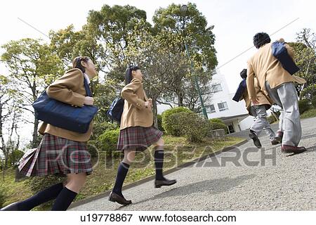 Stock Photo - High School Students Running . Fotosearch