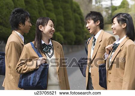 High School Students Talking on Street View Large Photo Image Stock Image - High School Students Talking on Street. Fotosearch