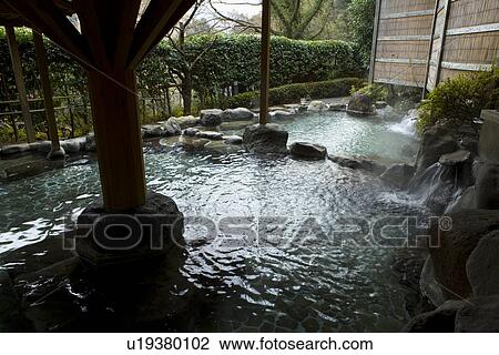 Japanese common tub, hot spring, high angle view, Japan View Large Photo Image Stock Image - Japanese common tub, hot spring, high angle view, Japan. Fotosearch