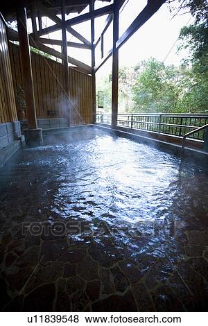 Japanese common tub, hot spring, high angle view, Japan View Large Photo Image Stock Photo - Japanese common tub, hot spring, high angle view, Japan. Fotosearch