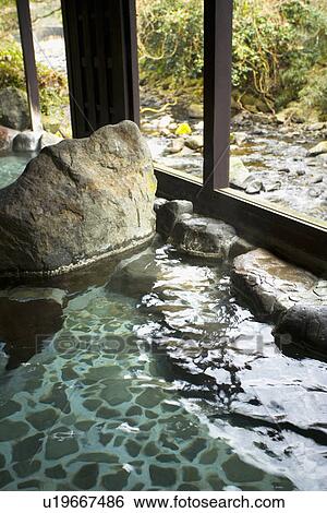 Japanese common tub, hot spring, high angle view, Japan View Large Photo Image Stock Photograph - Japanese common tub, hot spring, high angle view, Japan. Fotosearch