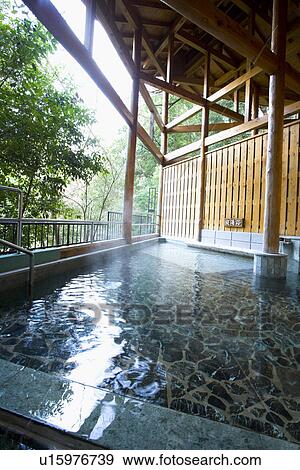 Japanese common tub, hot spring, Japan View Large Photo Image Stock Photo - Japanese common tub, hot spring, Japan. Fotosearch