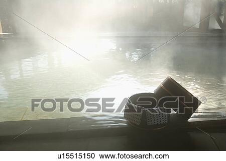 Towels on a wooden tub, hot spring, high angle view, Japan View Large Photo Image Stock Image - Towels on a wooden tub, hot spring, high angle view, Japan. Fotosearch