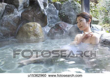 Woman in the hot tub, side view, Japan View Large Photo Image Stock Image - Woman in the hot tub, side view, Japan. Fotosearch
