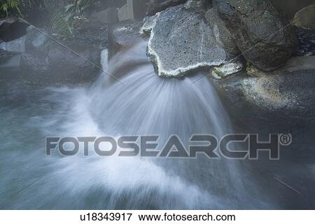 Hot Spring Flushing Out into a Bath, Long Exposure, Close Up, High Angle View View Large Photo Image Stock Photo - Hot Spring Flushing Out into a Bath, Long Exposure, Close Up, High Angle View. Fotosearch