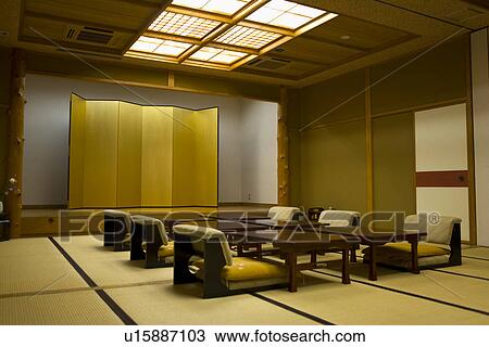 Japanese Style Banquet Room with a Stage and a Folding Screen View Large Photo Image Stock Image - Japanese Style Banquet Room with a Stage and a Folding Screen. Fotosearch