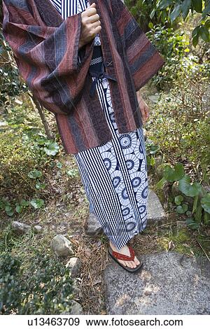 Stock Photo - Lower Body of a Mature Adult Woman in Yukata, High Angle View, Front View. Fotosearch