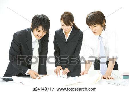 Businessmen and Businesswoman In Meeting, Front View View Large Photo Image Stock Photo - Businessmen and Businesswoman In Meeting, Front View. Fotosearch