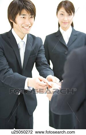 Exchanging Business Cards, Three Quarter Length, Front View, Rear View View Large Photo Image Stock Image - Exchanging Business Cards, Three Quarter Length, Front View, Rear View. Fotosearch