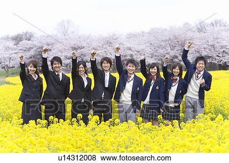 Stock Photo - Students and New Business People Standing in a Line, Front View, Three Quarter Length. Fotosearch