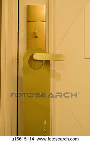 Breakfast order tag hanging on doorknob View Large Photo Image Picture - Breakfast order tag hanging on doorknob. Fotosearch