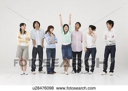 Stock Photo - Young woman raising her arms. Fotosearch