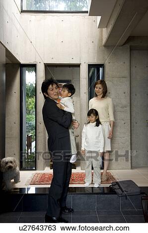 Father saying good bye to children View Large Photo Image Stock Image - Father saying good bye to children. Fotosearch