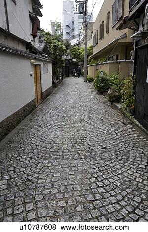 Stock Photo - Narrow alley in Kagurazaka, Tokyo, Japan. Fotosearch