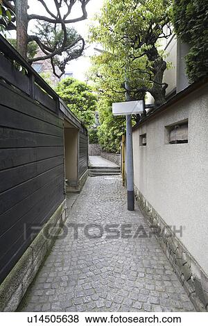 Stock Photo - Narrow alley in Kagurazaka, Tokyo, Japan. Fotosearch