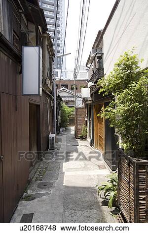 Stock Photo - Narrow alley in Kagurazaka, Tokyo, Japan. Fotosearch