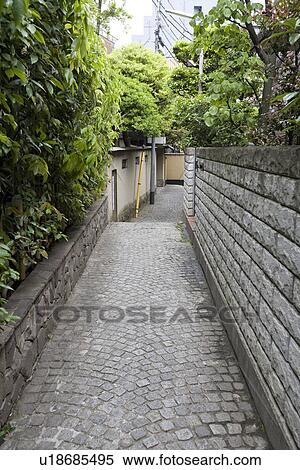 Stock Photography - Narrow alley in Kagurazaka, Tokyo, Japan. Fotosearch