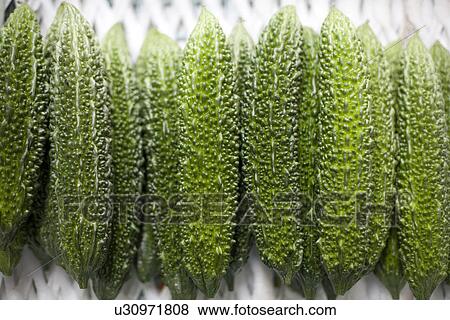 Stock Photo - Bitter gourd displayed in market. Fotosearch