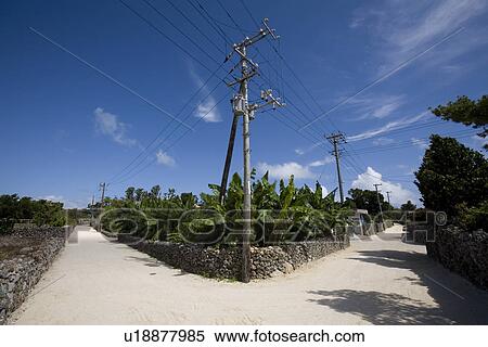 Stock Photography - Street in Taketomi Island, Okinawa, Japan. Fotosearch